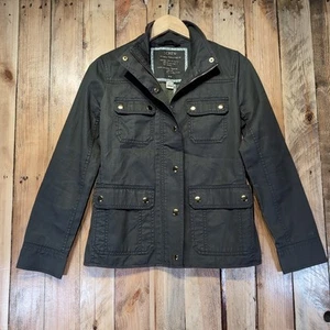Chaqueta de campo J Crew para mujer relajada novio lona de algodón verde oscuro talla pequeña - Imagen 1 de 10
