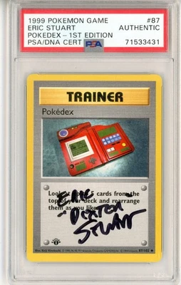PSA Signed Eric Stuart Pokemon Trainer Pokedex 87/102 1st Edition Shadowless - Image 1 of 2