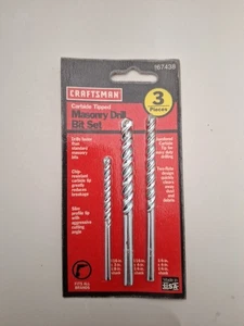 Craftsman Bohrer 3/16 5/16 1/4 Hartmetallspitze Mauerwerk 3 Stück Set Neu Versiegelt  - Bild 1 von 7