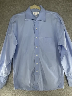 Camisa Paul Fredrick Para Hombres 16 34 Azul Imperial Dos Capas Tela Ancha Francesa Puño Abatible Foto 1 de 4