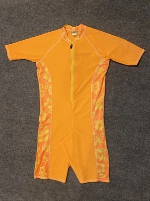 Комбинезон для плавания девочек LL Bean большой оранжевый гибискус на молнии для катания на лодках в океане - Изображение 1 из 4