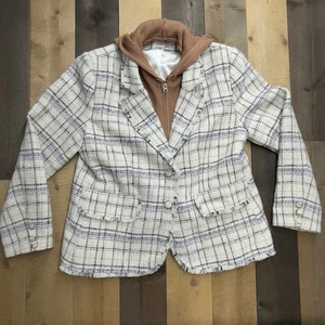 Tweed Dickie Blazer by Anthropology Blazer w/ Removable Hood Women's XL - Picture 1 of 9