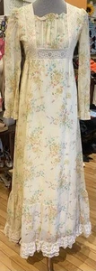 Abito vintage prateria floreale giallo pizzo sax donna 8 cottagecore - Foto 1 di 3