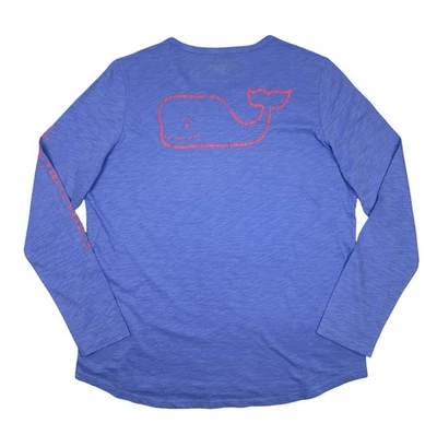 Vineyard Vines Women L Purple Long Sleeve Whale Logo Tee Pima Slub Cotton NWT - Image 1 of 4