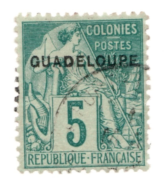 1891 Guadeloupe Sc# 17 - 5f - Used postage stamp Cv$7.25 - Image 1 of 1