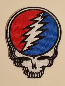 GRATEFUL DEAD STEALIE STEAL YOUR FACE SKULL & LIGHTNING EMBROIDERED CLOTH PATCH - Picture 1 of 2
