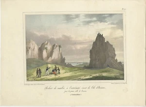Stampa antica della roccia di montagna in marmo di Hoi An di Langlumé (c.1840) - Foto 1 di 1