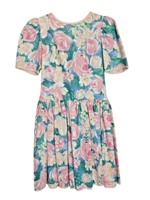 Vestido Floral Sandy Shaw Niñas Talla 8 Años 80 Hasta el Té/Rodilla Etiqueta Union De Colección Foto 1 de 4