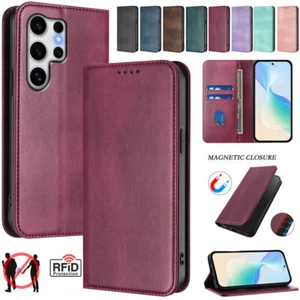 For Samsung S25 S24 FE S23 S22 S21 S20+ Ultra Magnetic Leather Wallet Case Cover - Picture 1 of 45