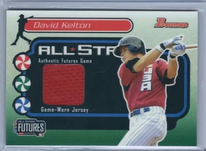 Tarjeta de camiseta de béisbol 2004 Bowman David Kelton Futures Chicago Cubs usada en juegos - Imagen 1 de 2