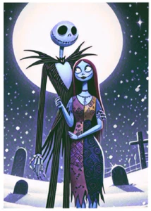 PESADILLA ANTES DE NAVIDAD * ACEO personalizado * Novedad * JACK & SALLY * Tarjeta artística - Imagen 1 de 1