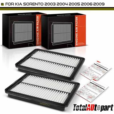 2x Engine Air Filter for Kia Sorento 2003 2004 2005 2006 2007 2008 2009 Front - Image 1 of 4