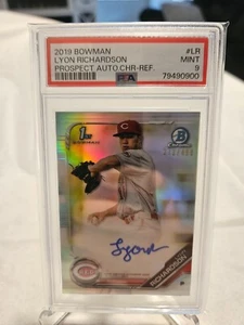 Lyon Richardson 2019 Bowman Chrome Refractor Auto 1st 271/499 PSA Mint 9 - Picture 1 of 2