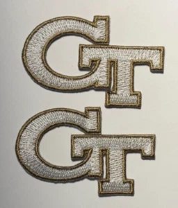 ga tech toppa Georgia Tech toppa gt toppa GT ferro o cucire su 2,5" larga 2 toppe - Foto 1 di 3