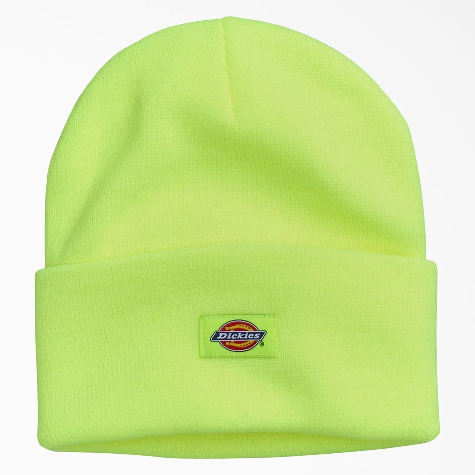 Dickies Unisex Neon Yellow Fleece Lined Cuffed Safety Beanie One Size Hat Cap