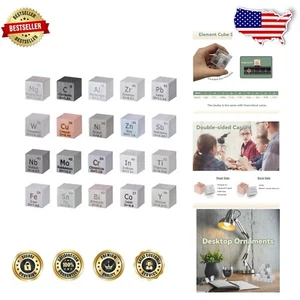 Set Cubi Densità Elementi 0,39 Pollici - 20 Metalli per Apprendimento e Collezione - Foto 1 di 7