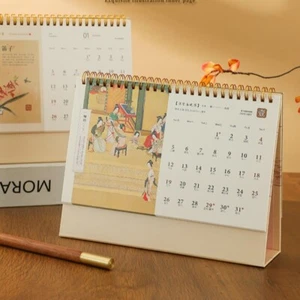 Thick Paper Chinese Painting Calendar Standing Flip Calendar Table Decor - Picture 1 of 15
