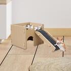 Hamster Hideout Hut Play House Wood Climbing Bridge for