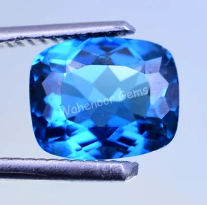 Natural Blue Zircon 4.00 Ct Cushion Stunning Certified Cambodian Gemstone - Picture 1 of 9