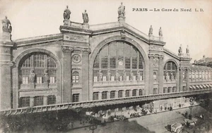 Paris Gare du Nord RR Terminal Early 1900s B/W Photo France Vintage Postcard - Picture 1 of 2