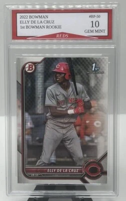 Elly De La Cruz 2022 Topps 辛辛那提红人队 Bowman 第 1 张新秀卡 宝石 完好 10! — 第 1/2 张图片
