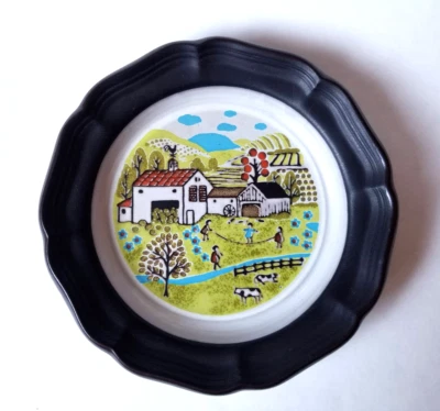 Plato de ensalada Mikasa Peasantries MacDonalds Farm 8" gres marrón vintage D2007 Foto 1 de 4