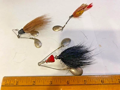 Lote de 3 señuelos de fundición de cebo giratorio individuales y gemelos Jamison Shannon de colección Foto 1 de 4