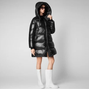 NWT Save the Duck Isabel Shiny 3/4 Heavy Hooded Puffer Coat size Medium - Picture 1 of 15