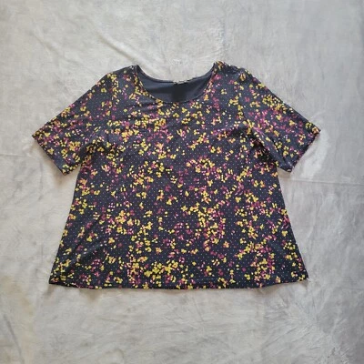 Camisa Top Jill Mujer Grande Negra Lunares Floral Manga Corta Elastizada Informal Foto 1 de 4