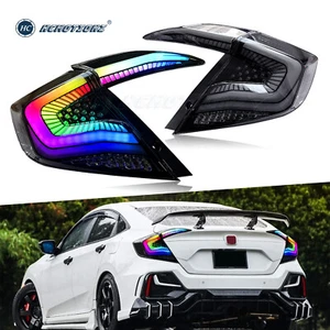 HC LED RGB Tail Lights For Honda Civic 2016-2021 Start UP Animation 4pcs - Picture 1 of 12