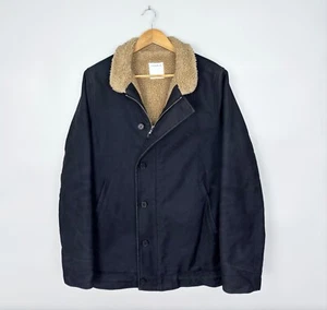 Sandro Dark Navy Fully Lined Shearling Sherpa Jacket - Picture 1 of 11
