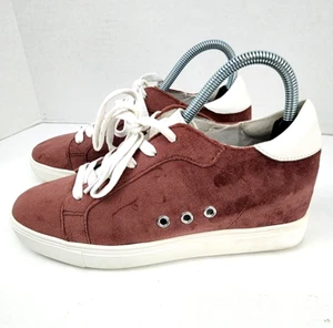 Women's Steve Madden Steal Plum Velvet Concealed Wedge Sneakers US 8 M - Picture 1 of 8
