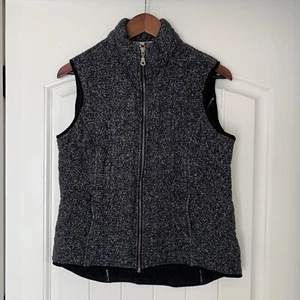 Anthropologie Pure + Good Black Speck Quilted Puffer Vest Women Size Large USA - Picture 1 of 12