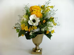 Strauß Blumen Seidenblumen Ranunkel Mimosen Anemonen Hortensie gelb - Bild 1 von 10