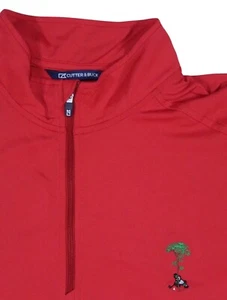 CUTTER & BUCK LARGE PINE TREE GOLF COUNTRY CLUB ZIP PULLOVER PERFORMANCE MOCK - Picture 1 of 12
