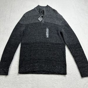 Alfani Sweater Mens Medium Gray Fade 1/4 Zip Pullover Long Sleeve Preppy NEW