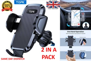 TOPK Car Phone Holder Vent Mount Hook Clip Universal Air 360°Rotation 2IN A PACK - Picture 1 of 9