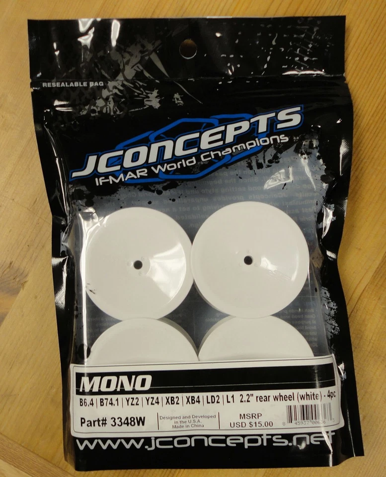 Associated RC10 B6.1/B64 2.2 Rear White Dish Buggy Wheels 4pc JCO3348W - Image 1 of 1