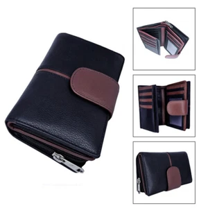 Damengeldbörse / Geldtasche Nappa Leder schwarz/bordo - Imagen 1 de 4