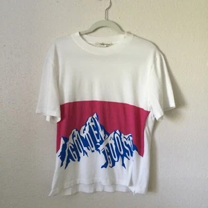 Camiseta GOLDEN GOOSE Rosa Rayas Montañas Logo Cremalleras Cuadros Medidas - Imagen 1 de 8