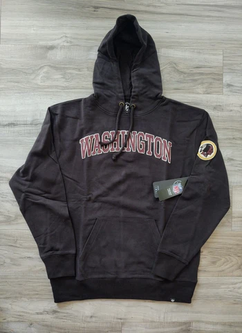 Washington Redskins sweatshirt hoodie hood '47 Brand throwback logo black NFL Cover