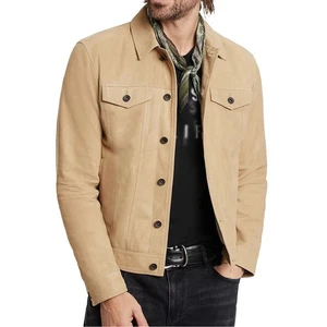 Giacca camionista pelle di pecora uomo Andrew collezione John Varvatos cammello - Foto 1 di 6