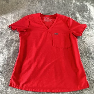 Blusa Médica Figs Mujer XS Roja Cuello en V Un Bolsillo Colección Técnica Enfermería Foto 1 de 4