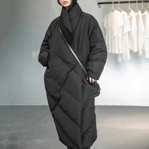 Invierno Irregular Largo Medio Sobre la Rodilla Abajo Chaqueta Mujer Moda Abrigo Suelto - Imagen 1 de 12