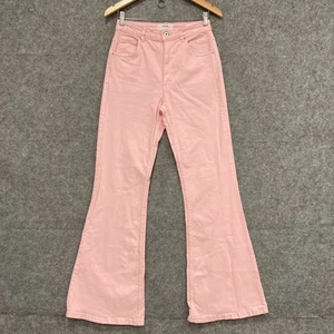 Cotton On Jeans Womens Size 10 Pink Original Flare Denim Cotton Zip 24918 - Picture 1 of 10