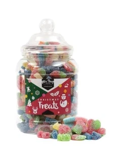 Christmas Sweets Jar Fizzy Mix Vegan Large Tub Mr Beez Gifts 27x14cm 1500g - Picture 1 of 6