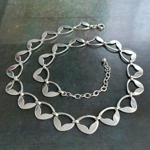 Gepunzt 1975 STERLING SILBER 925 Cut Out Blatt Gliederkette Halskette Modernist - Bild 1 von 15