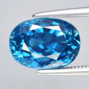 💎 4.80ct 9.3x6.7mm VS Oval Natural Blue Zircon - Gentle Heat, Cambodia Gem - Picture 1 of 4