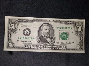 1993 OFFSET MISPRINT $50 dollar bill Used U.S. Currency Serial # G 41850178 A - Picture 1 of 2