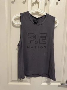 P.E nation Tank Top Grey Size Small Grey Black Print  - Imagen 1 de 4